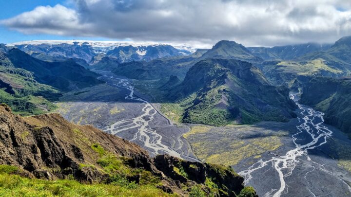 View towards Fimmvörðuháls pass from Þórsmörk - Laugavegur Trail - All the way - Guided and supported trek