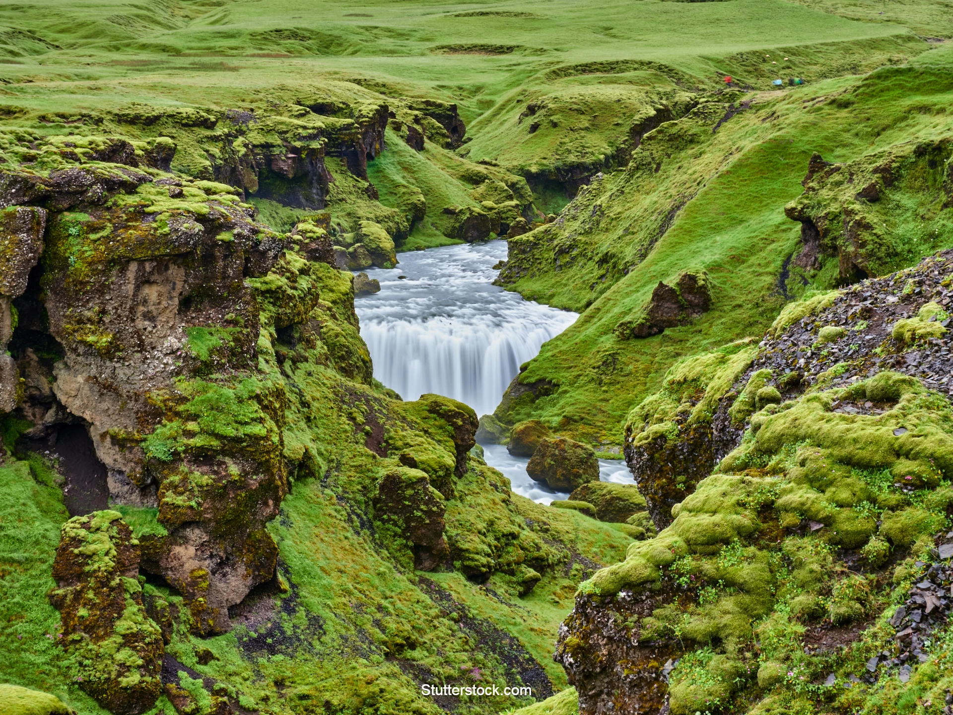 Waterfall at Fimmvorduhals on Laugavegur Trail