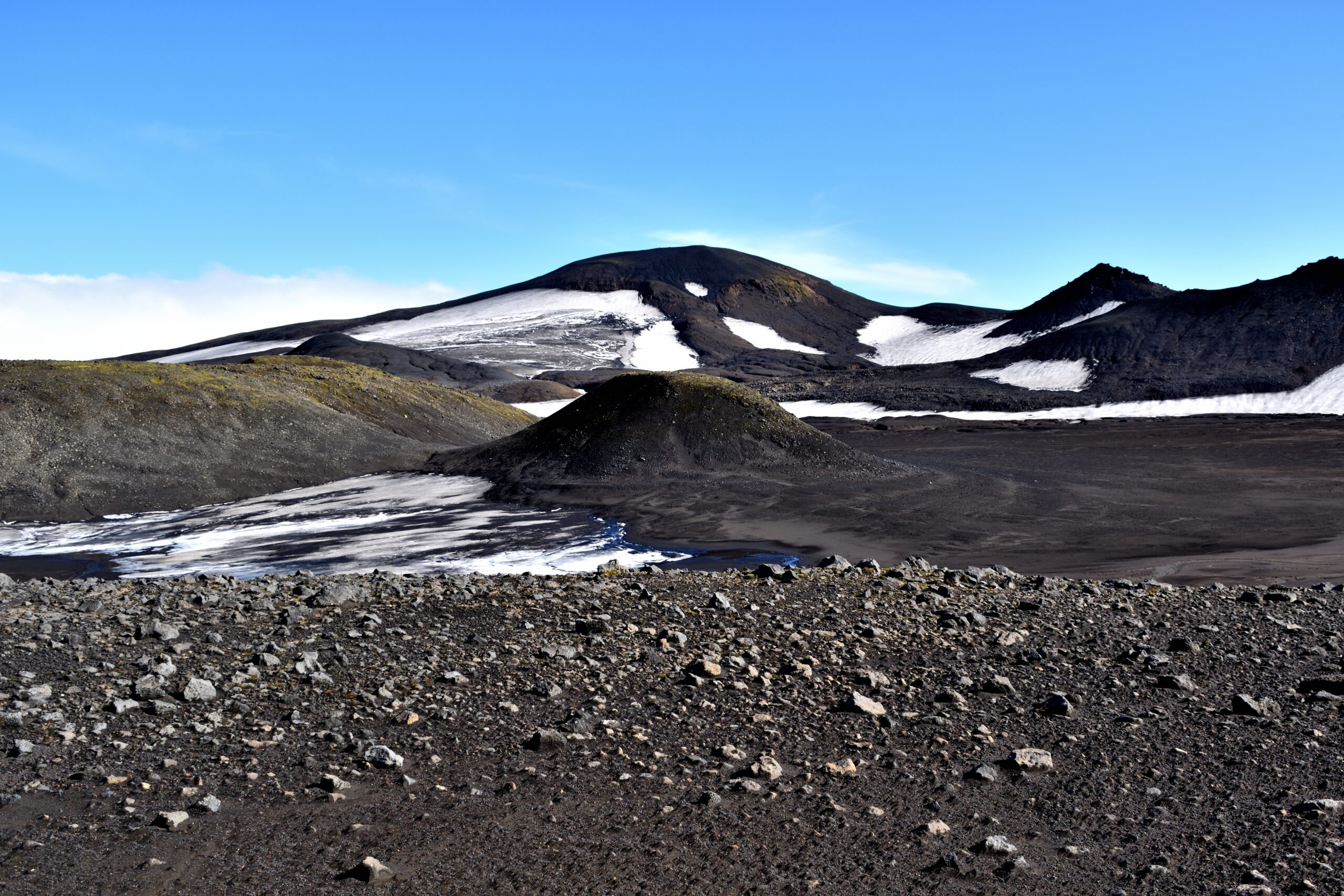Volcanic craters at Fimmvorduhals on Laugavegur Trail